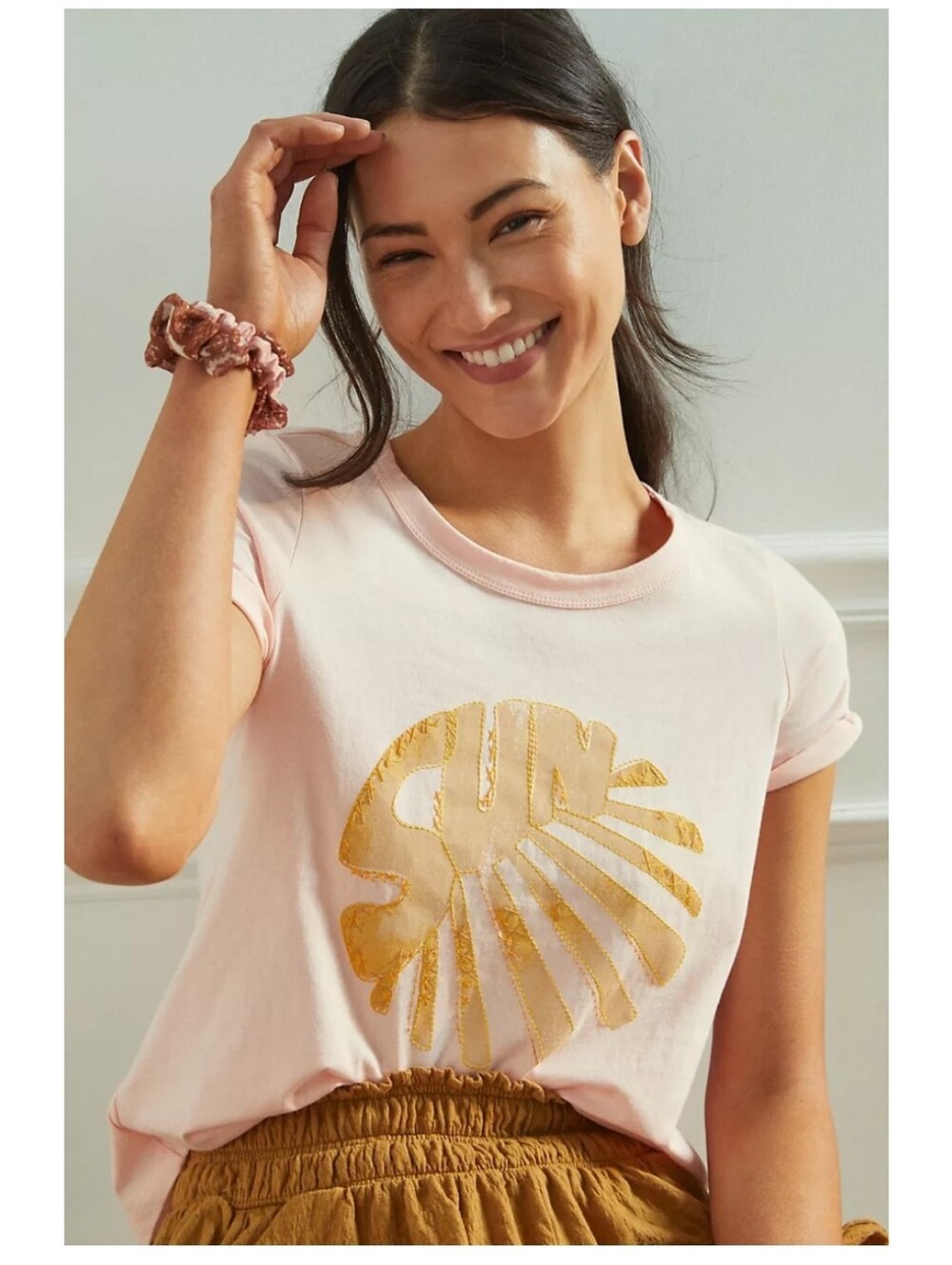 Anthropologie Daily Practice Sunburst Graphic Tee T-Shirt Pink Women's SMALL